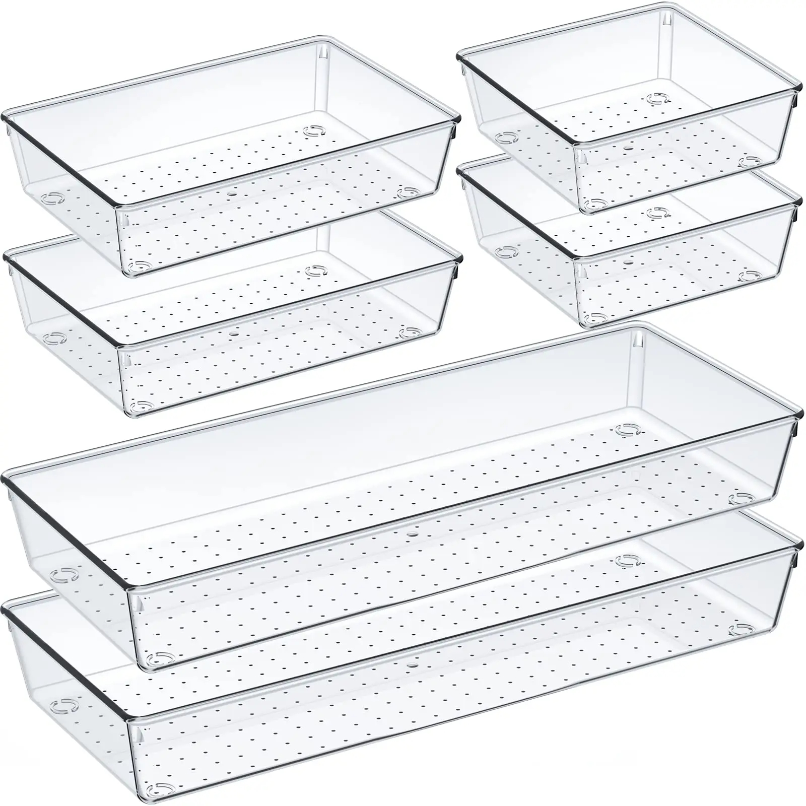 Home Bathroom Tub - 6/9/12Pack Drawer Organizers Clear Plastic Tub