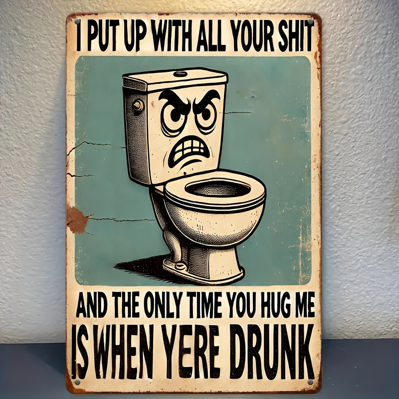 Home Bathroom Wall Decor - Humorous Bathroom Decor Sign, 