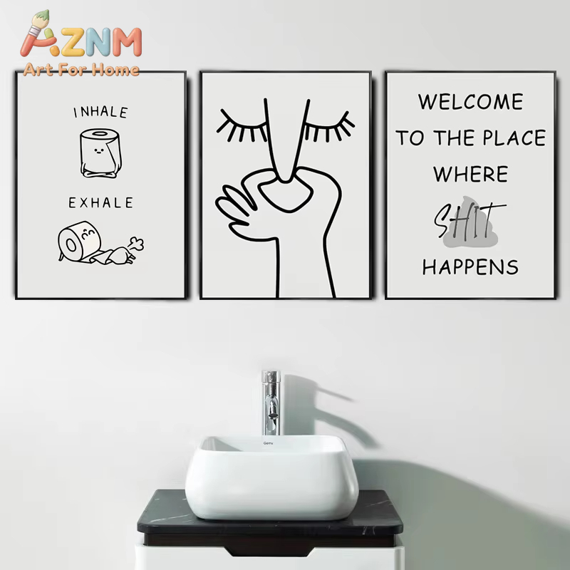 Home Bathroom Pictures - 1PC_3pcs Abstract Humour Bad Smell Funny