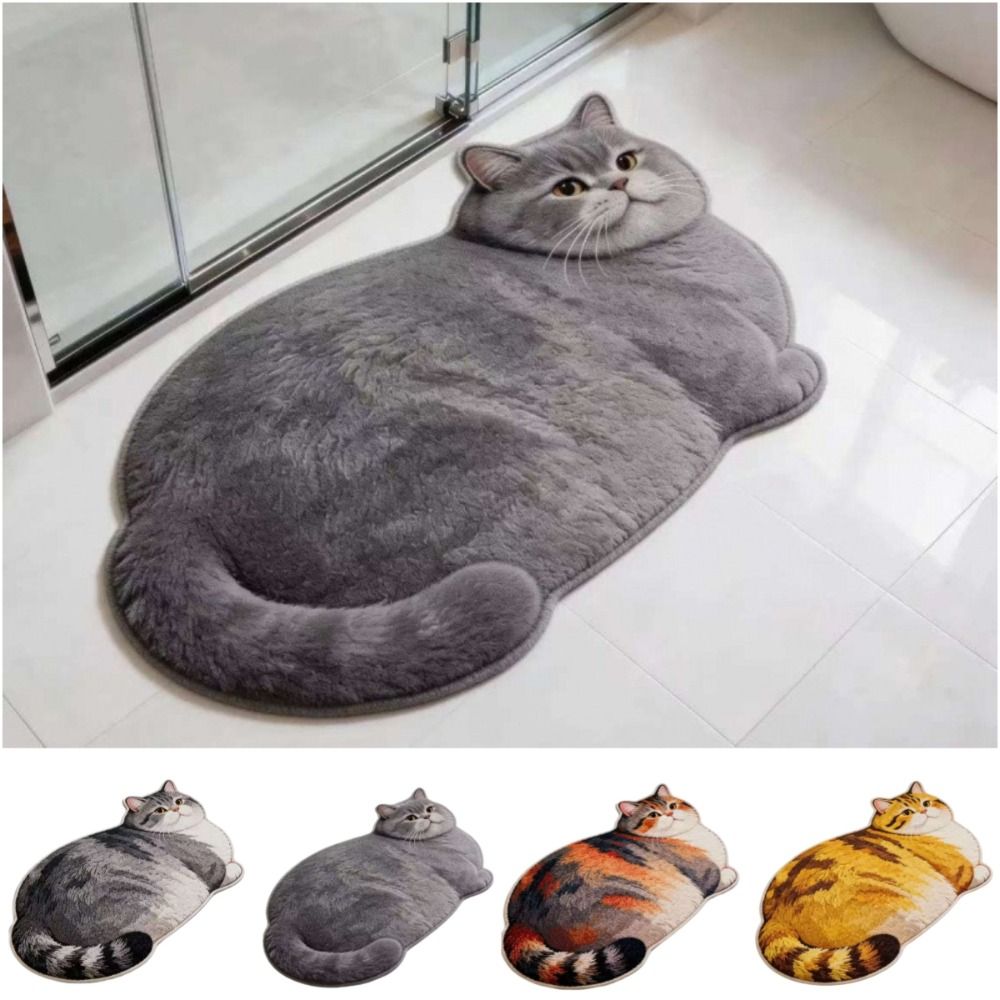 Home Bathroom Floor Mats - 40*60cm Cute Cat Crystal Velvet Floor