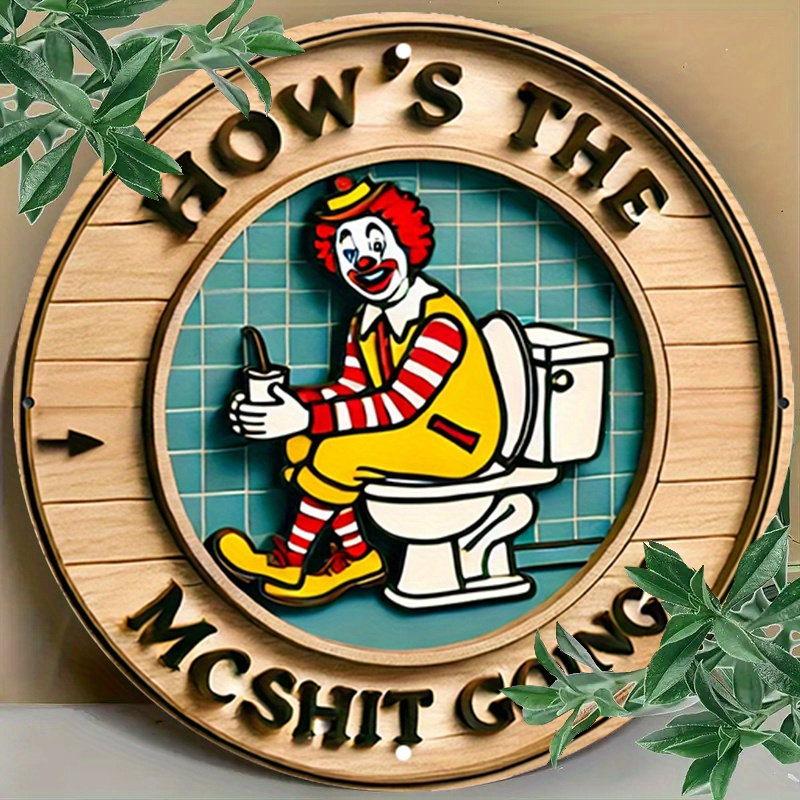 Home Bathroom Wall Decor - Vintage Clown Metal Sign 7.8