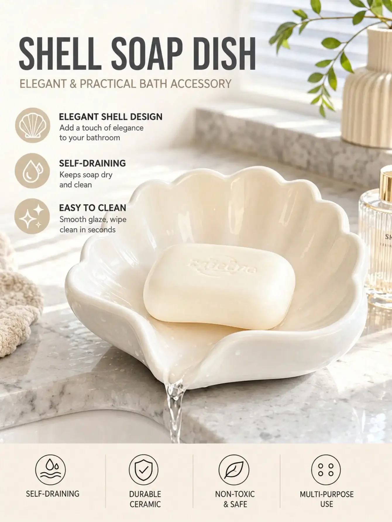 Home Goods Bathroom Vanity - 2pcs Nordic Style Shell Shaped Soap