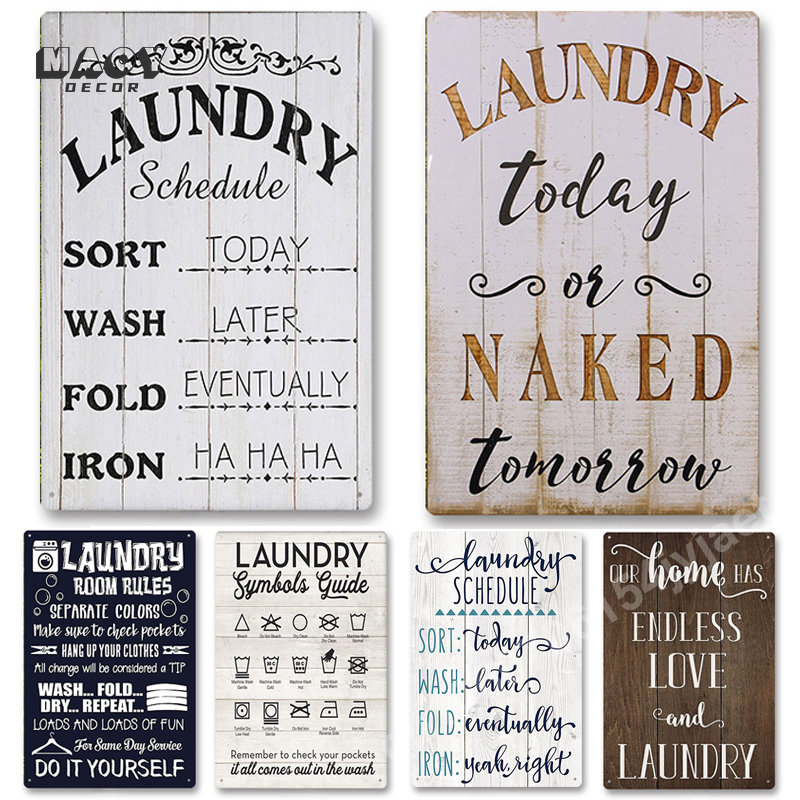 Slogan Metal Tin Sign Laundry  - Home Bathroom Wall Decor avaliação e preço