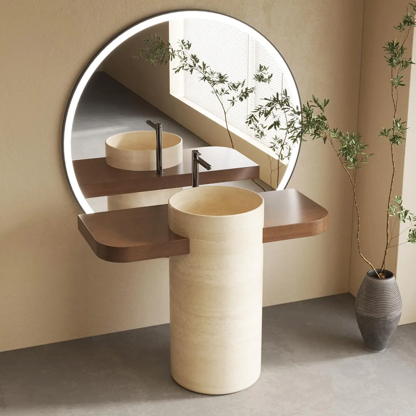 Luxury Handcrafted Travertine  - Home Living Bathroom Vanity avaliação e preço
