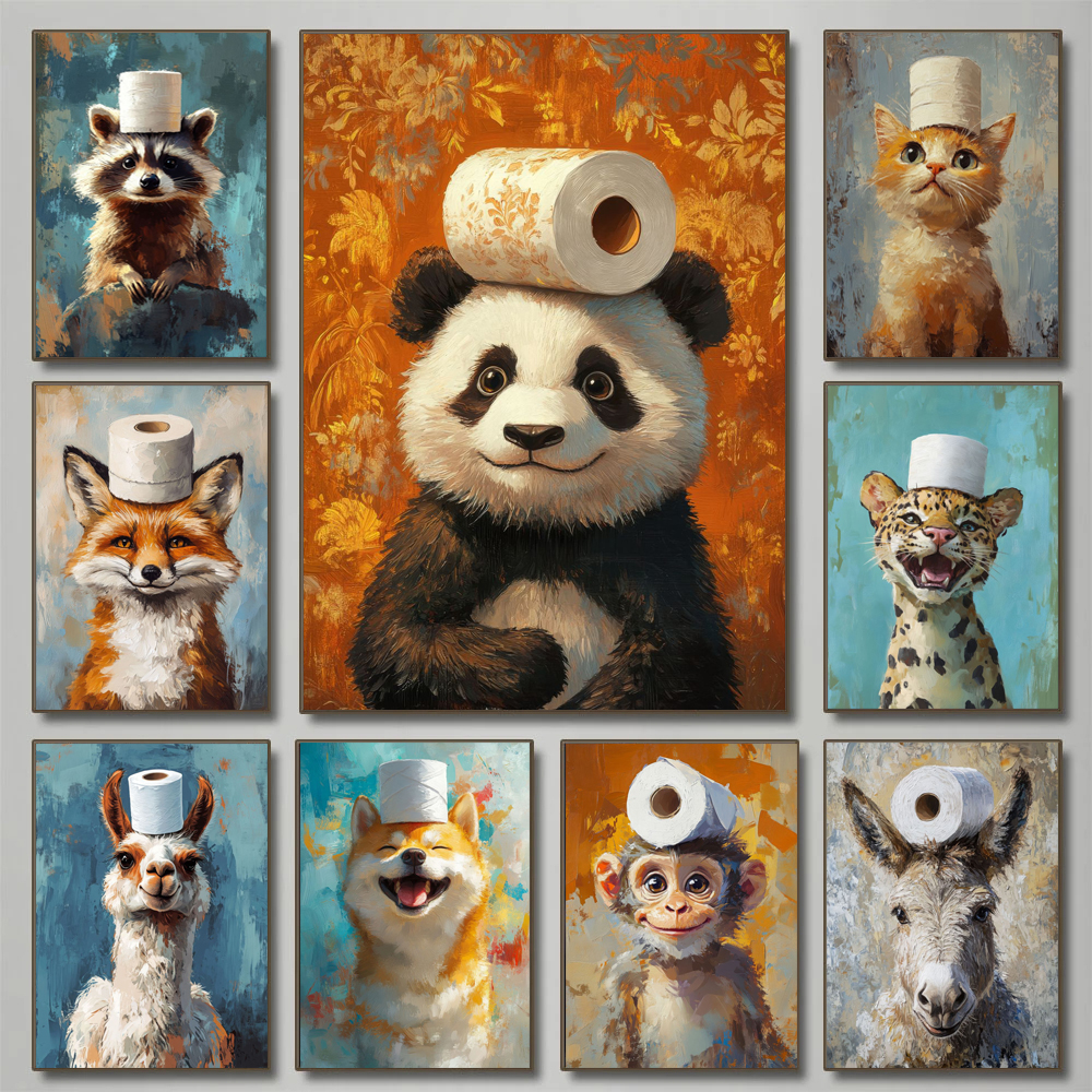 Cartoon Cute Funny Animals wit - Home Bathroom Pictures avaliação e preço