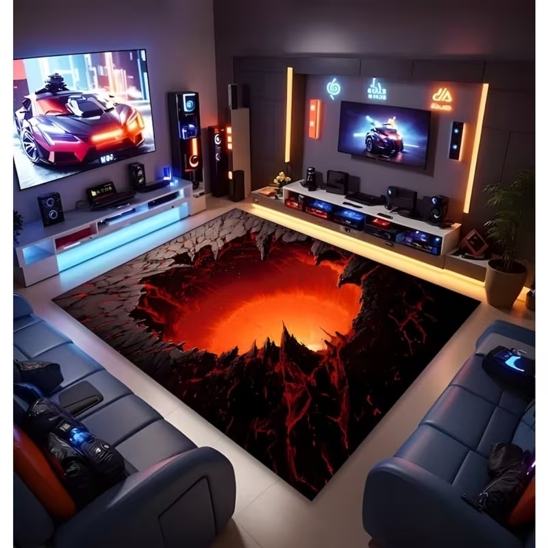 3D Carpet Illusion Design with - Home Goods Bathroom Mats avaliação e preço