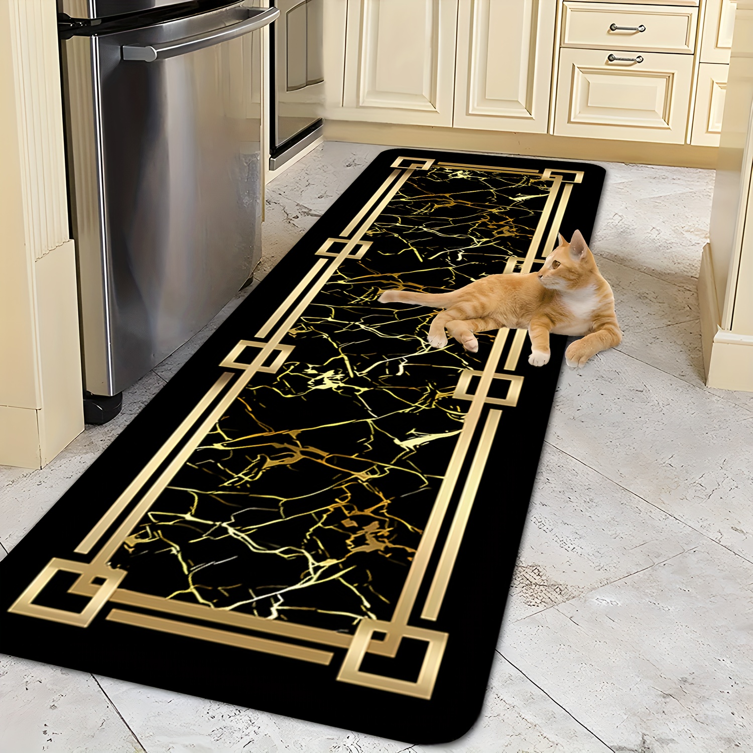 Black Gold Marble Geometric Bo - Home Living Bathroom Vanity avaliação e preço