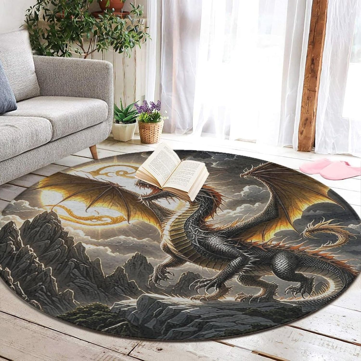 Majestic Dragon Round Rug Fant - Home Bathroom Scene avaliação e preço
