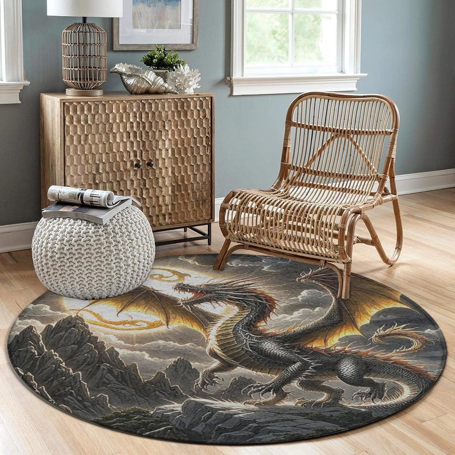 Majestic Dragon Round Rug Fant - Home Bathroom Scene avaliação e preço
