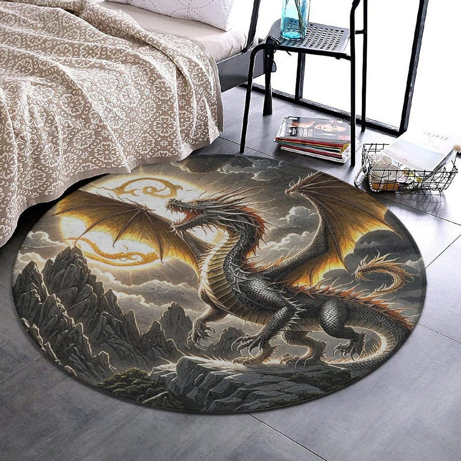 Majestic Dragon Round Rug Fant - Home Bathroom Scene avaliação e preço