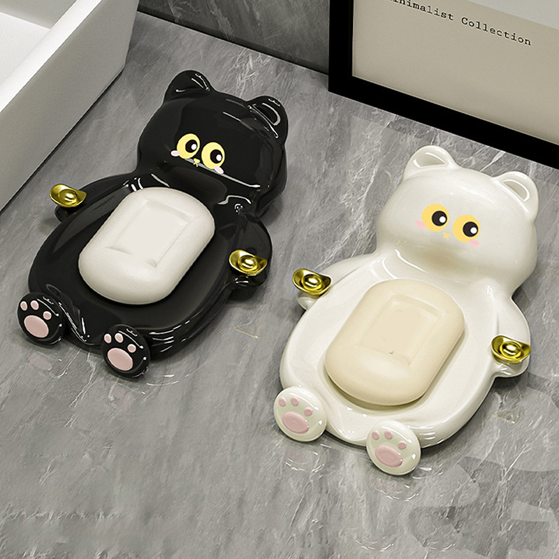 1pc Lucky Cat Soap Box Bathroo - Jet Home Bathroom Accessories avaliação e preço