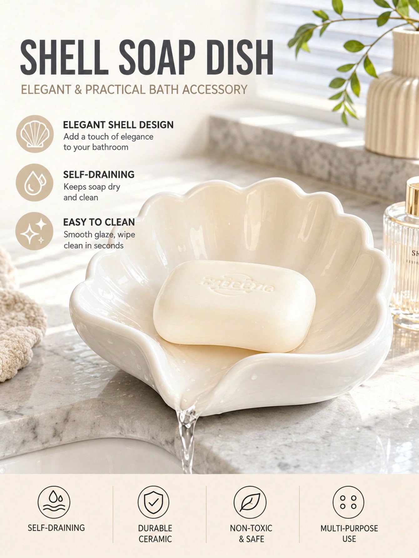 2pcs Nordic Style Shell Shaped - Home Goods Bathroom Vanity avaliação e preço