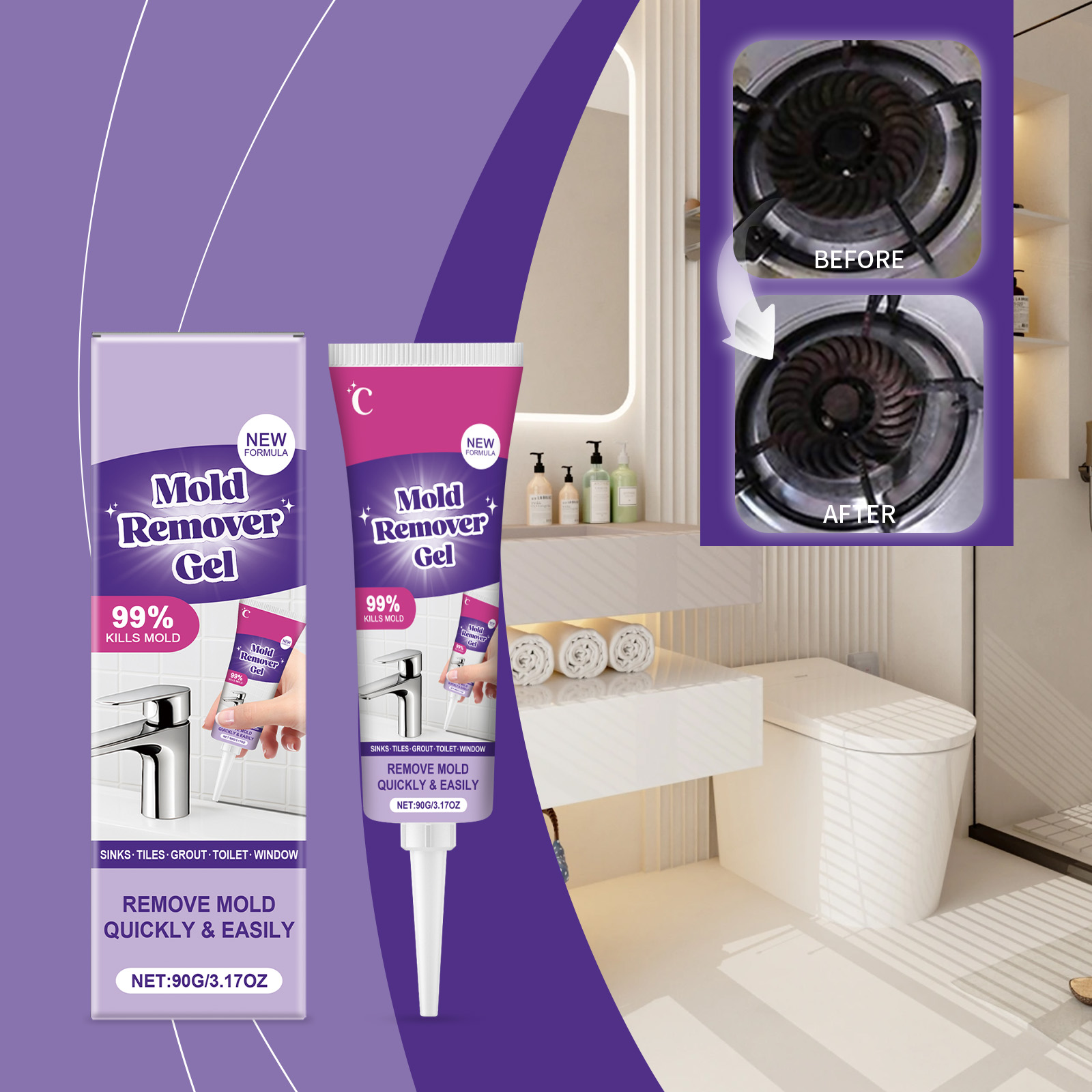 Anti-Mold Remover Gel Fast Act - Home Bathroom Cleaning Solution avaliação e preço