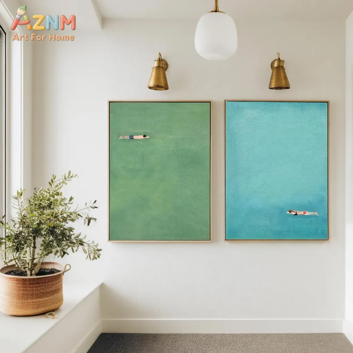AZNM Minimalist Swimmer Canvas - Home Bathroom Pictures avaliação e preço