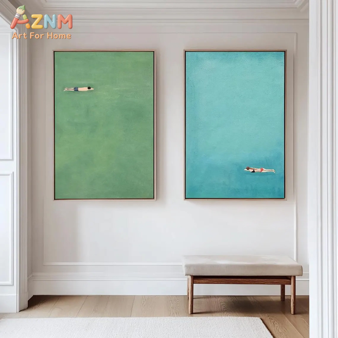 AZNM Minimalist Swimmer Canvas - Home Bathroom Pictures avaliação e preço