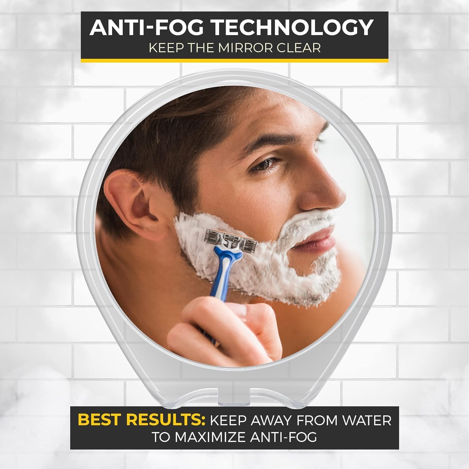 Fogless Shower Mirror with Suc - Shaving Mirror Suction avaliação e preço