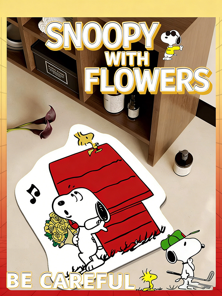 Lovely Snoopy Cartoon Floor Ma - Home Edit Bathroom avaliação e preço
