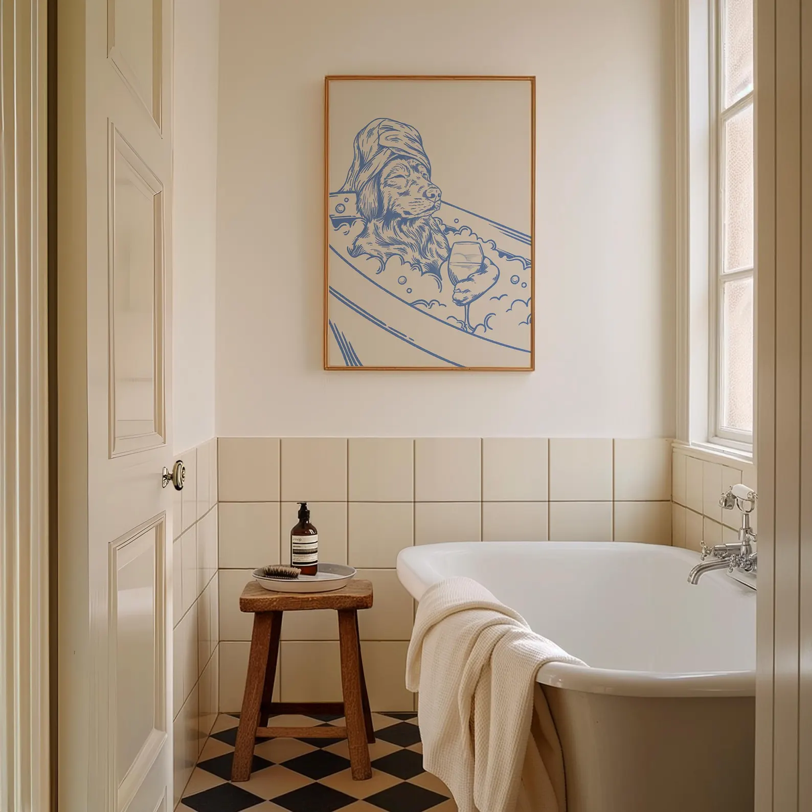 Dog with Wine Trendy Bathroom  - Home Bathroom Wall Decor avaliação e preço