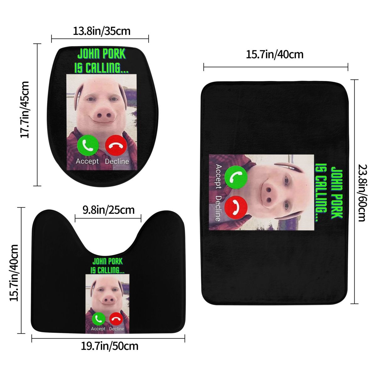 John Pork Is Calling 3 Pcs Bat - Home Bathroom Called avaliação e preço
