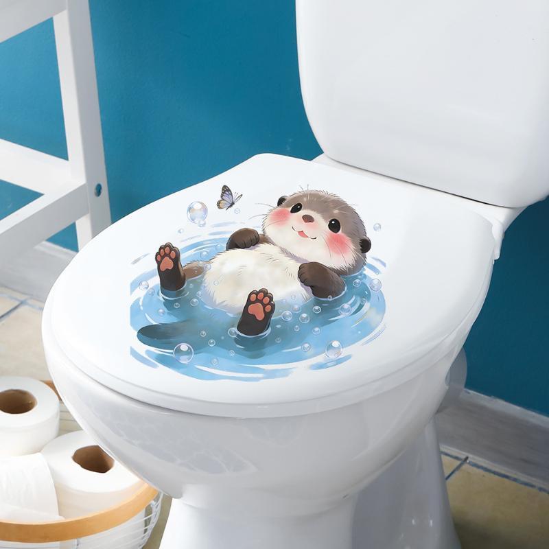 Cute Otter Toilet Tank Sticker - Jet Home Bathroom Accessories avaliação e preço