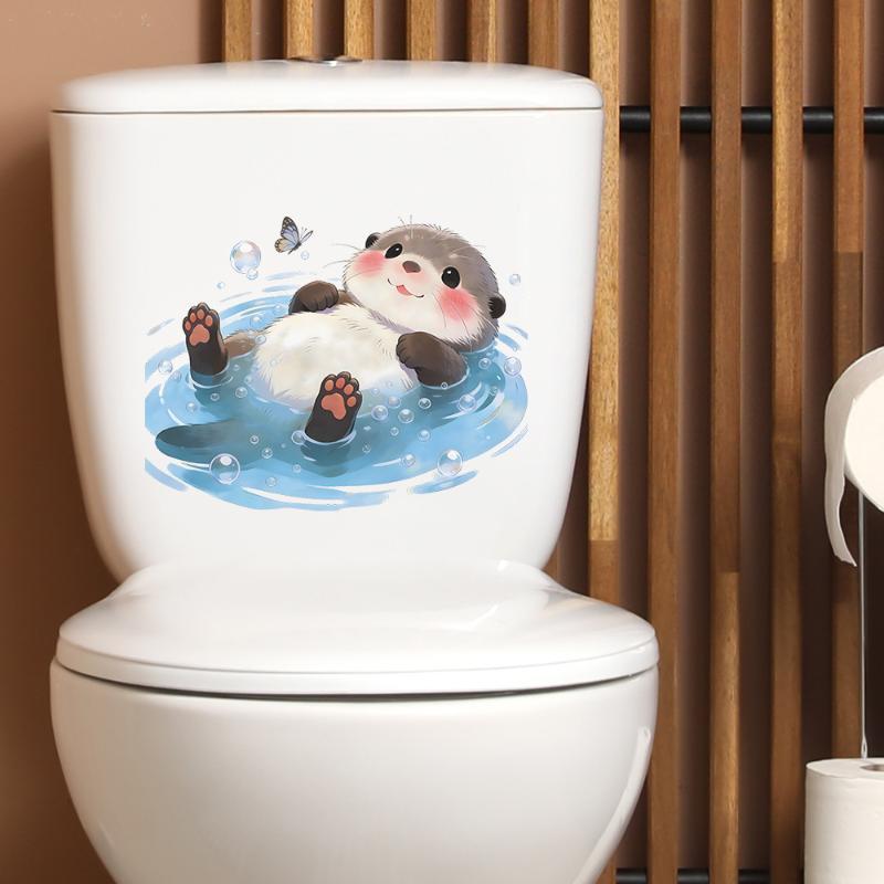 Cute Otter Toilet Tank Sticker - Jet Home Bathroom Accessories avaliação e preço