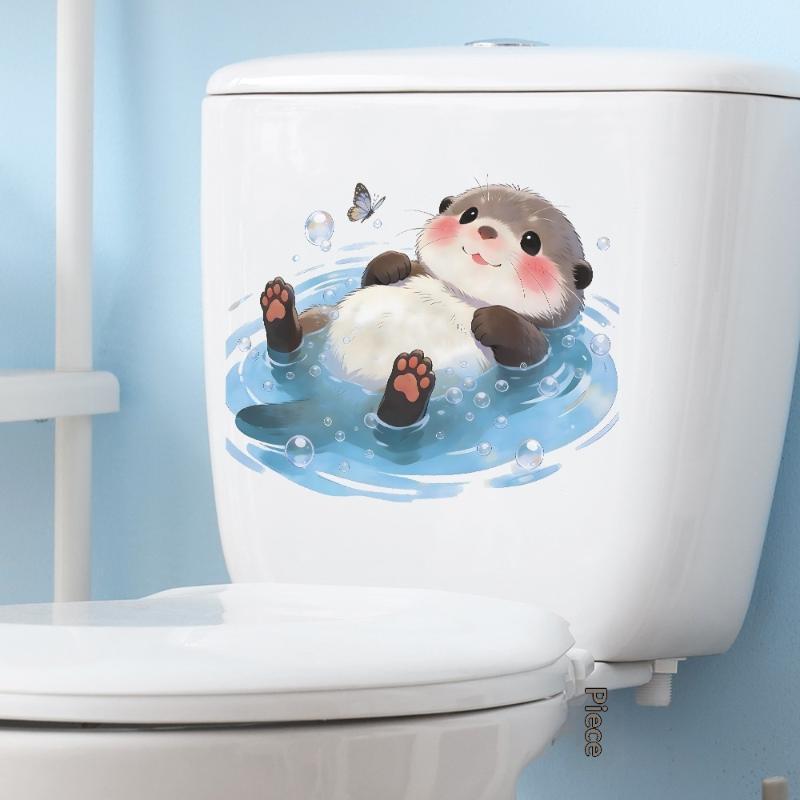 Cute Otter Toilet Tank Sticker - Jet Home Bathroom Accessories avaliação e preço
