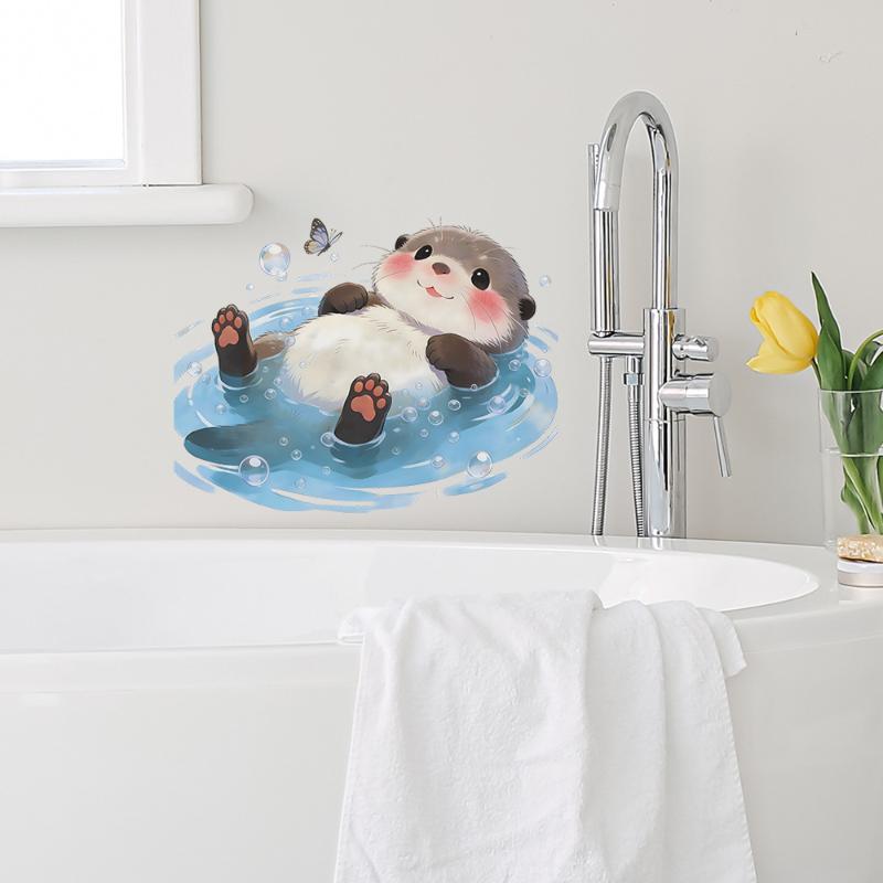 Cute Otter Toilet Tank Sticker - Jet Home Bathroom Accessories avaliação e preço