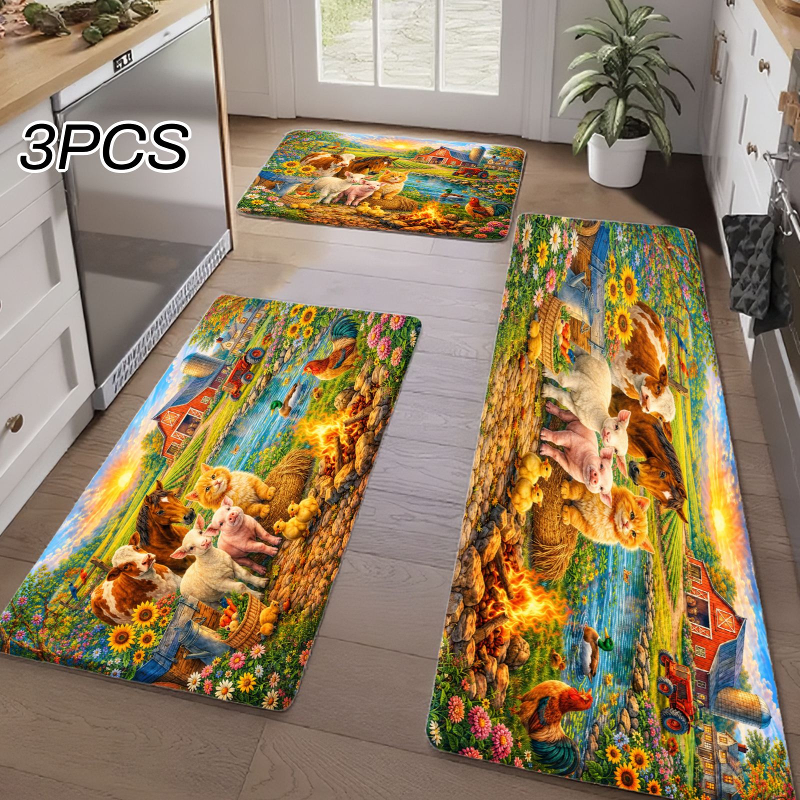 3PCS Kitchen Rugs,Home Decorat - Home Bathroom Scene avaliação e preço