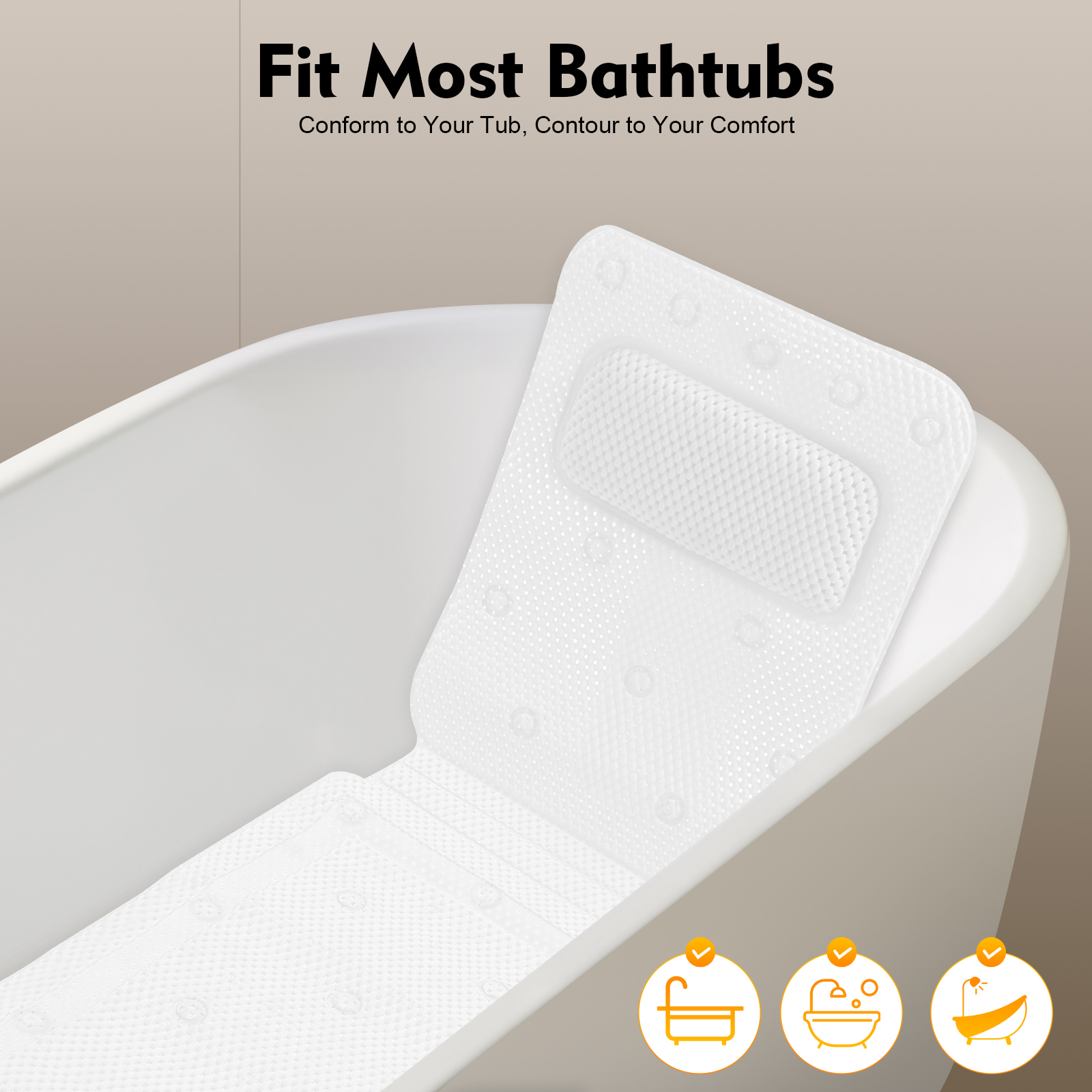 Bathtub Mat with Pillow, PVC F - Home Bathroom Tub avaliação e preço