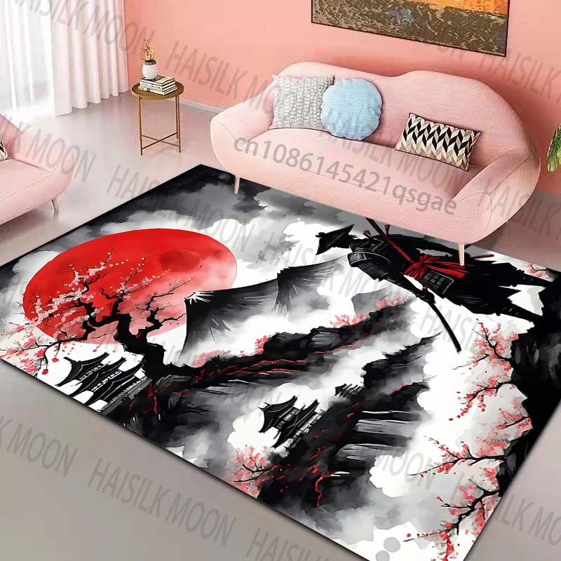 Samurai red sun mountain scene - Home Bathroom Scene avaliação e preço