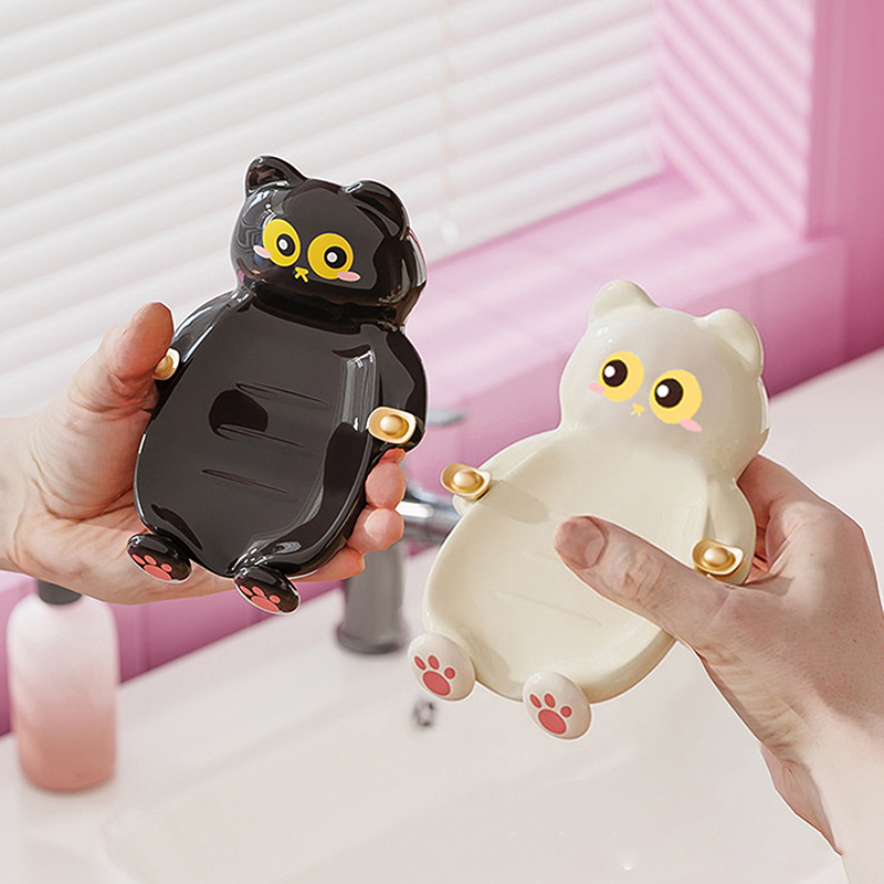 1pc Cute Cat Soap Dish, Creati - Jet Home Bathroom Accessories avaliação e preço