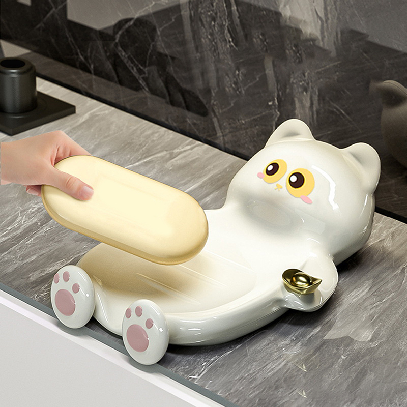 1pc Cute Cat Soap Dish, Creati - Jet Home Bathroom Accessories avaliação e preço