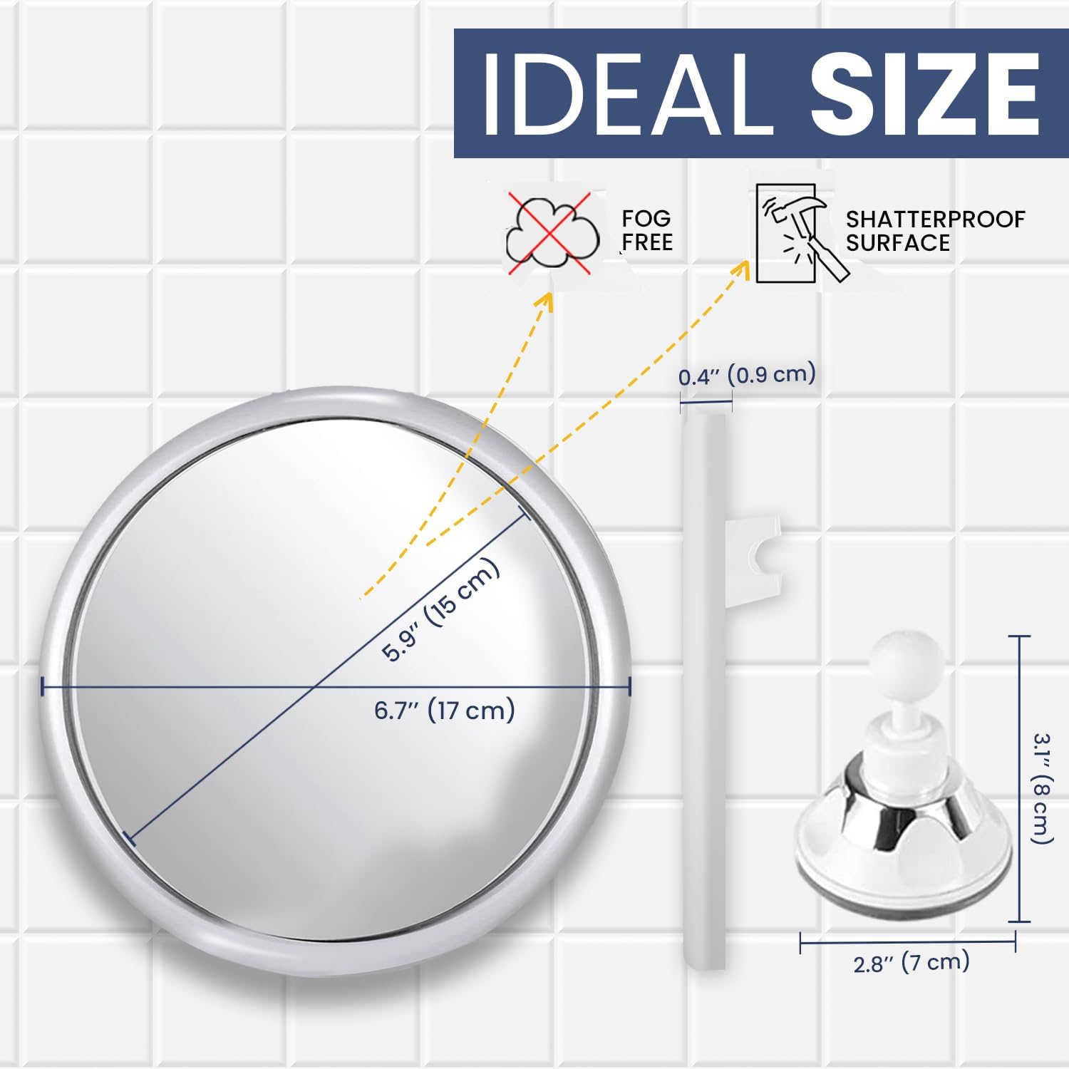 Fogless Makeup Bath Mirror Wit - Shaving Mirror Suction avaliação e preço