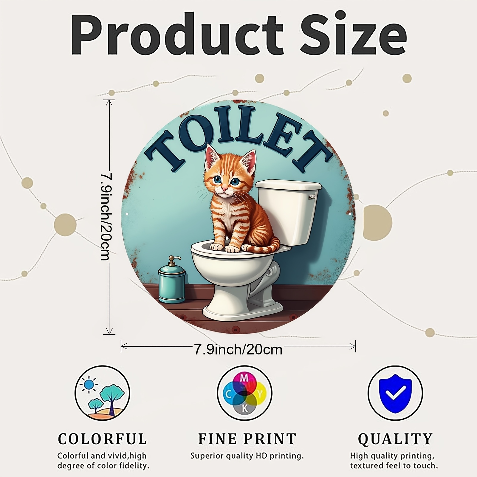 Aluminum Sign, Cute Cat Toilet - Home Bathroom Scene avaliação e preço
