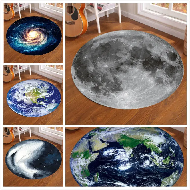 Galaxy Earth Moon Round Carpet - Home Bathroom Carpet avaliação e preço