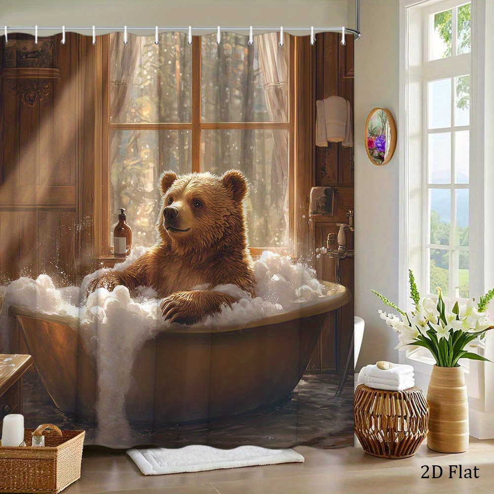 Bear Shower Curtain Featuring  - Home Bathroom Tub avaliação e preço