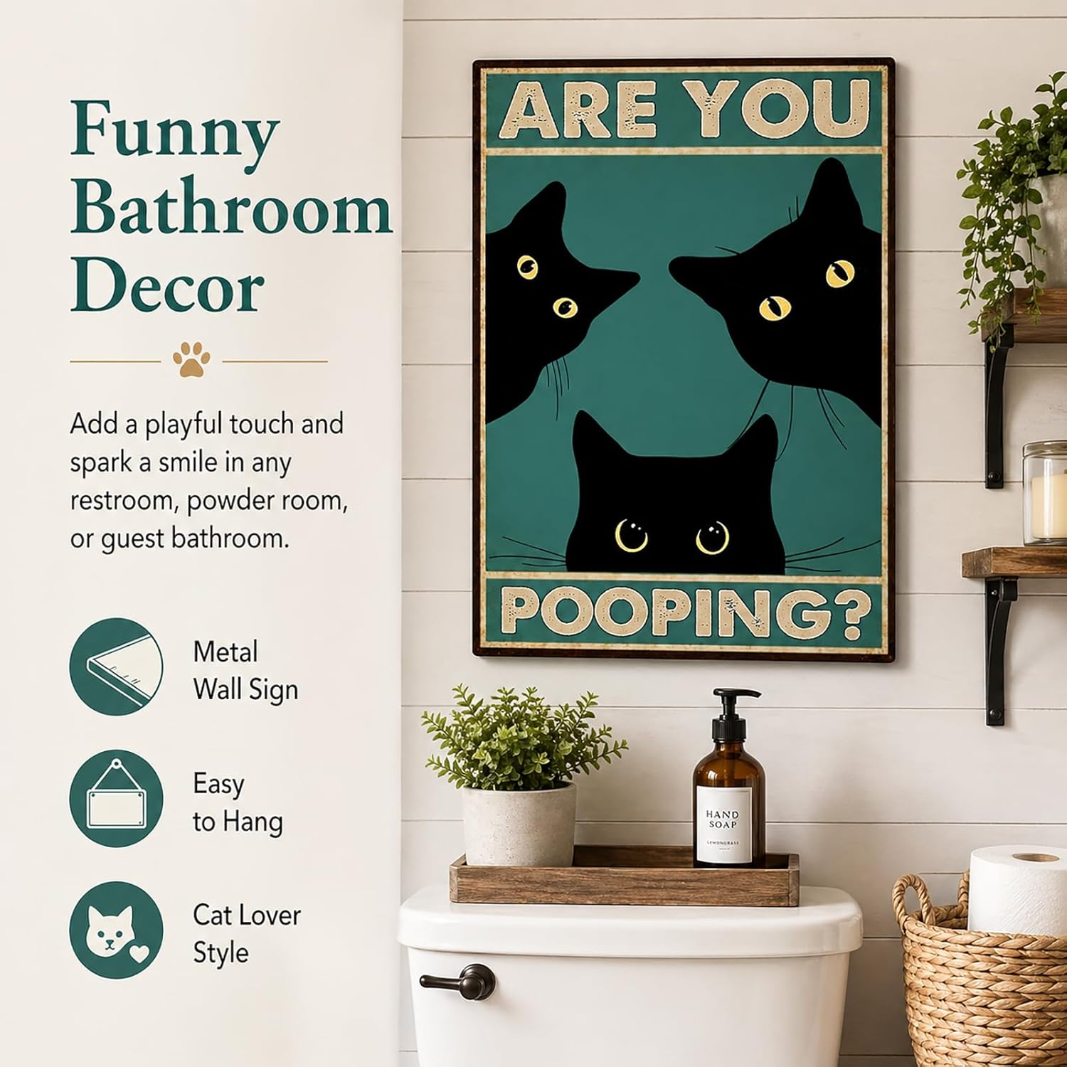 Vintage Decor Black Cat Wall A - Home Bathroom Wall Decor avaliação e preço