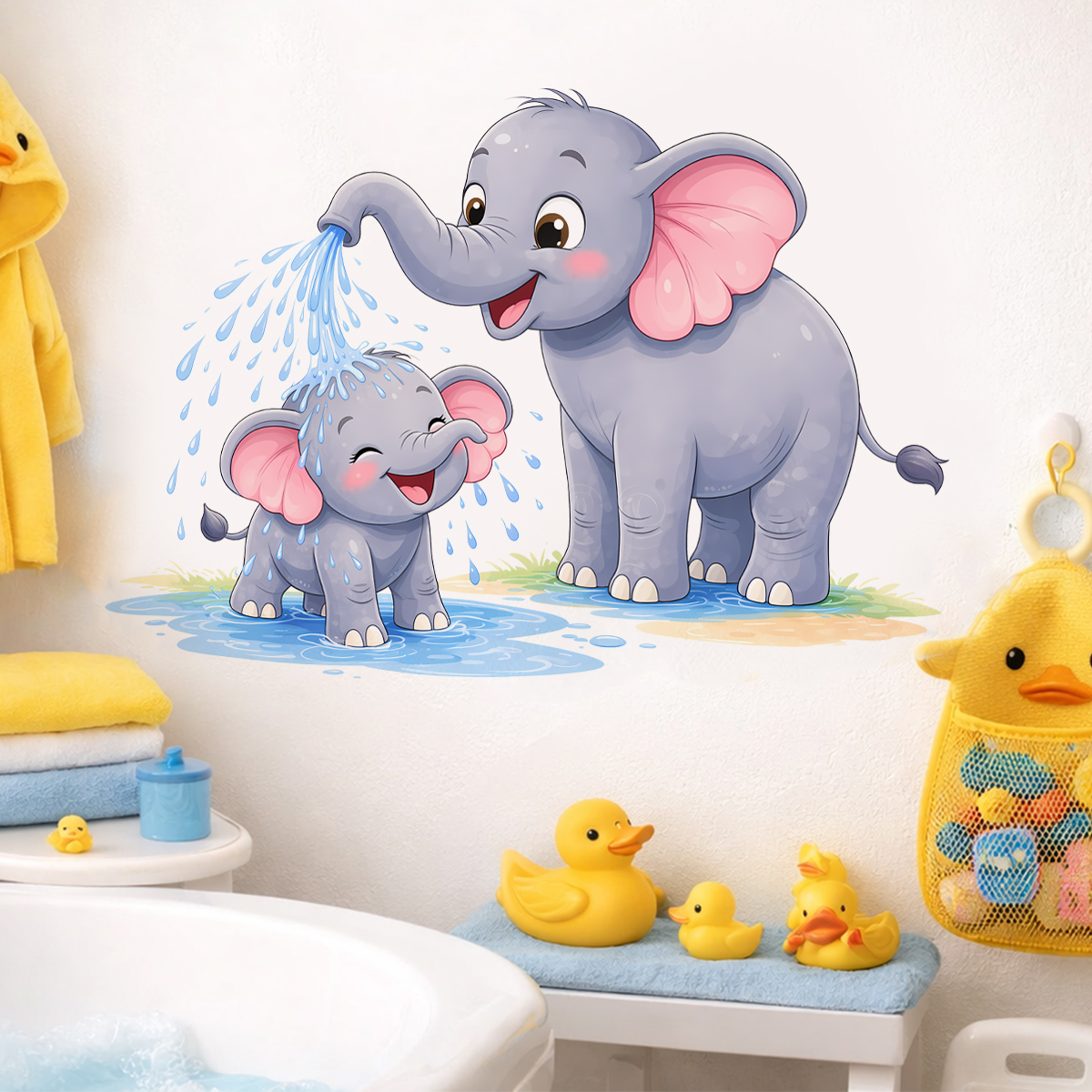 New Cartoon Elephant Wall Stic - Home Bathroom Scene avaliação e preço