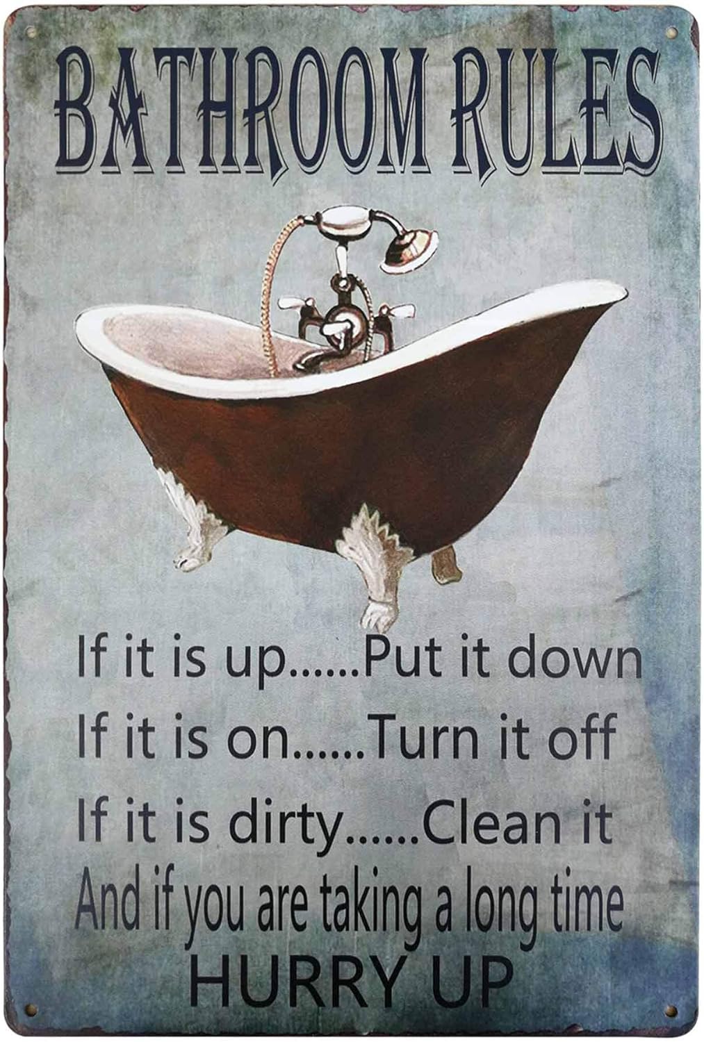 PXIYOU Rustic Bathroom Rules T - Home Bathroom Tub avaliação e preço