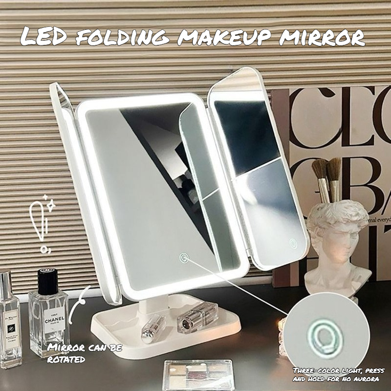 Dual Door 3-Fold Makeup Mirror - Home Goods Bathroom Vanity avaliação e preço