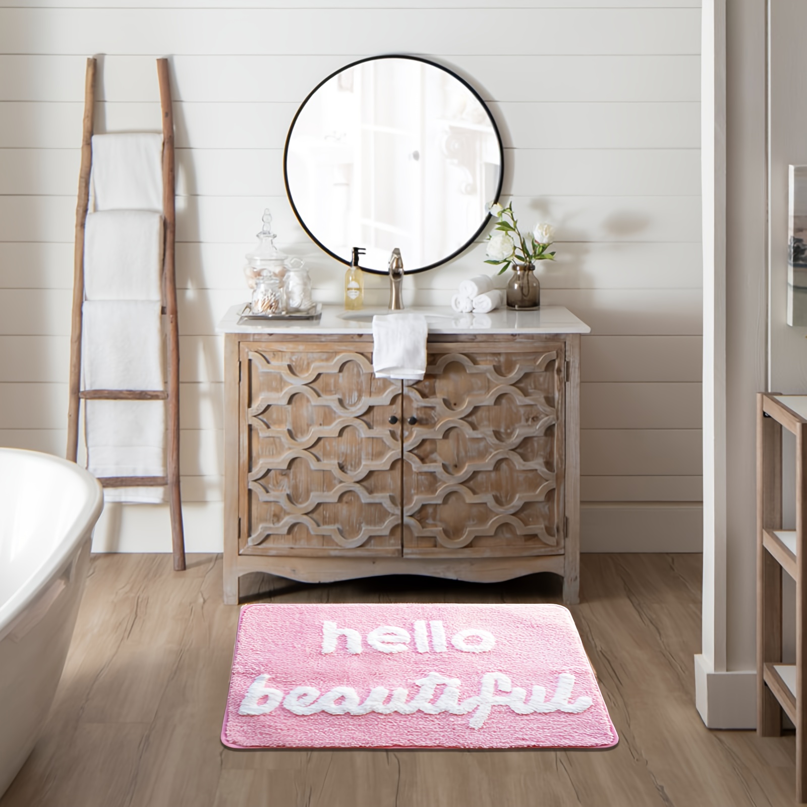 1pc, Hello Beautiful Non-slip  - Home Goods Bathroom Mats avaliação e preço