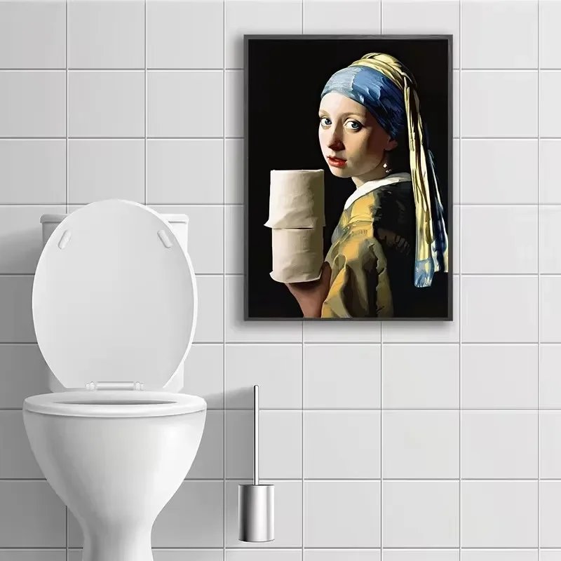 Funny Mona Lisa Wearing Pearls - Home Bathroom Pictures avaliação e preço
