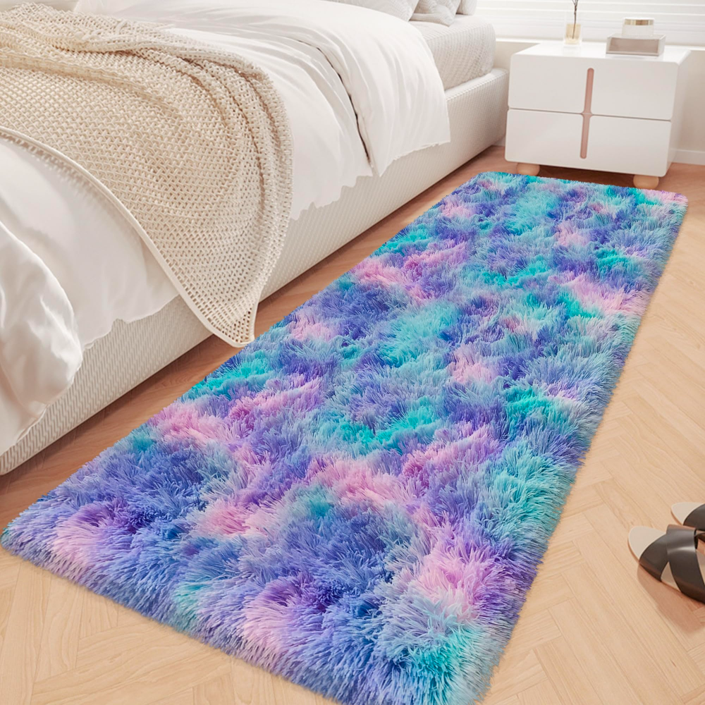 VIKAMA Gradient Blue Fluffy Ru - Home Bathroom Carpet avaliação e preço