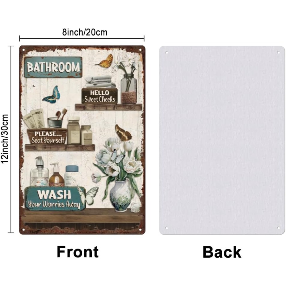 Bathroom Floral Tin Signs Vint - Home Bathroom Wall Decor avaliação e preço